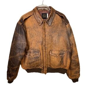 VTG Avirex 30-1415 Type A-2 Leather Jacket USAF Sz 44 Distressed Brown 1978-01